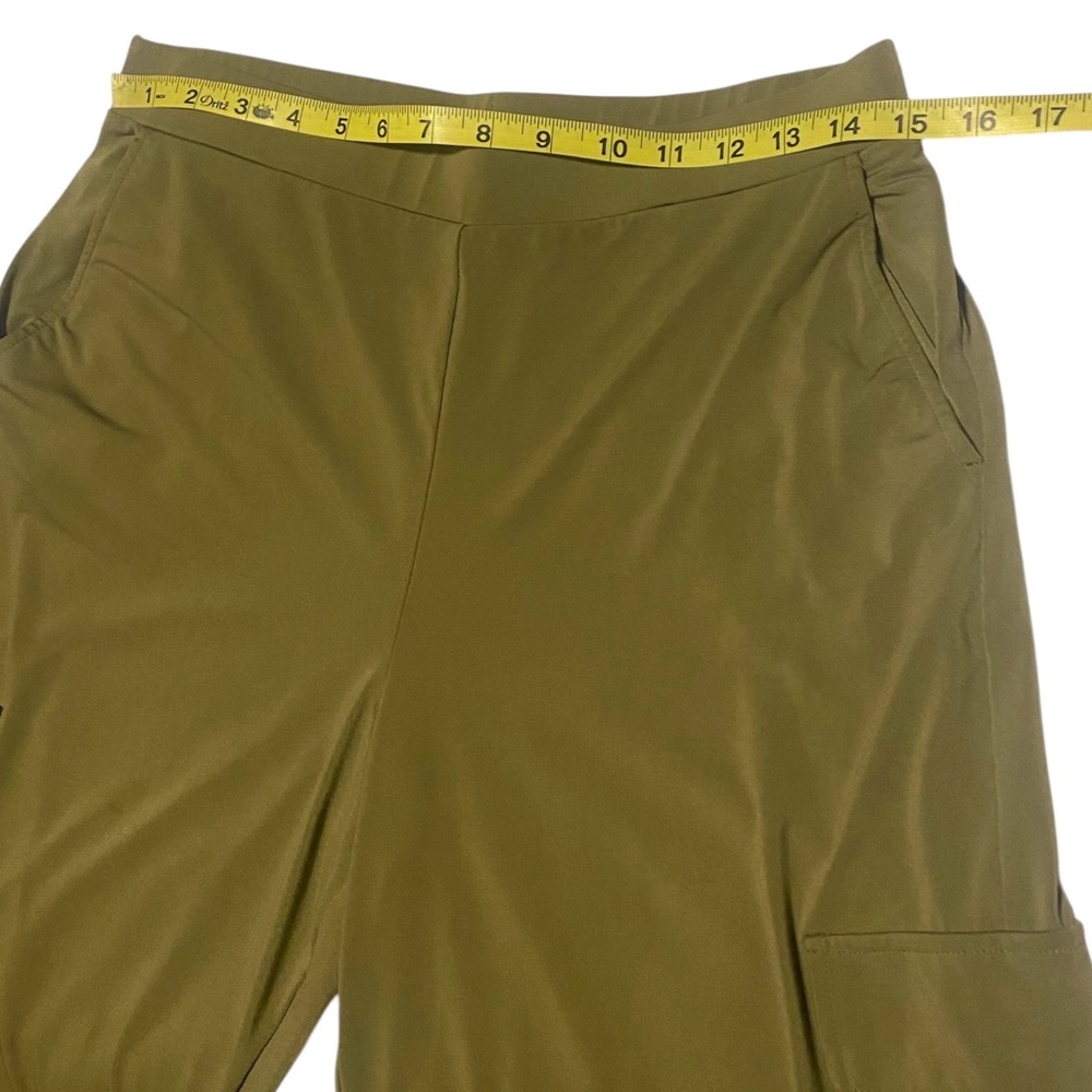 Lisa Rinna Pull-On Wide Leg Cargo Pants Women Small Green Comfy Lounge Lagenlook - Picture 5 of 15